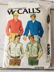 6306 MCCALLS MEN'S SHORT TO LONG SLEEVE PULLOVER OR BUTTON SHIRT PATTERN 38" CHEST